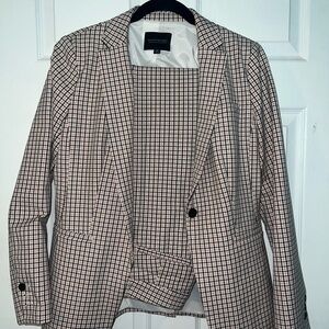 Banana Republic Checkered Blazer and Skirt Ensemble